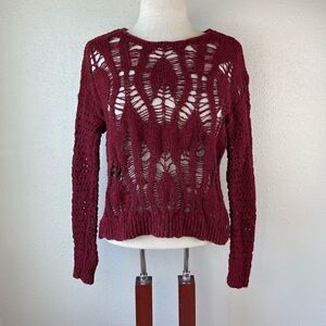American Eagle Maroon Loose Knit Sweater Size XS EUC